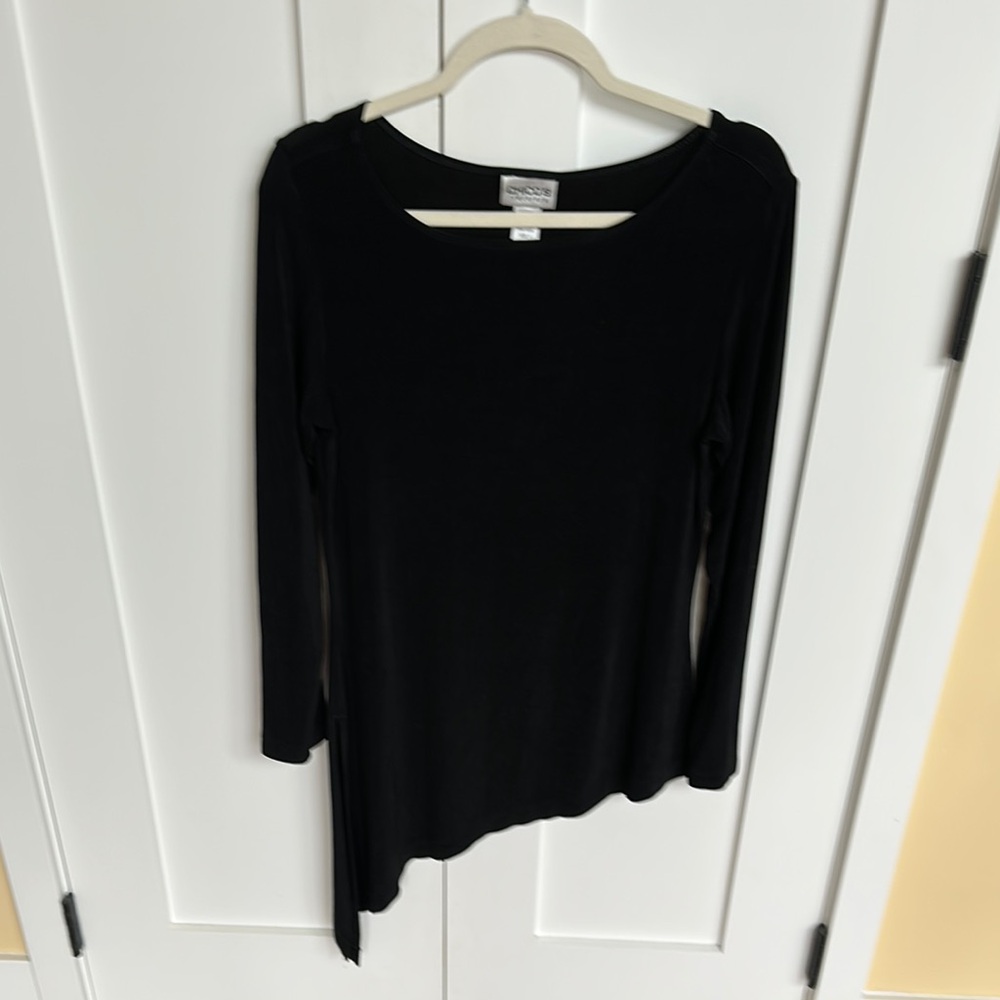 Chico's Black Asymmetrical Long Sleeve Tunic Size M